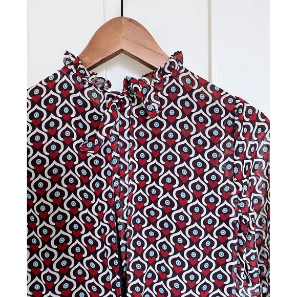 Zara Heart Print Midi Dress in Eggplant - Size Small - Picture 7 of 8